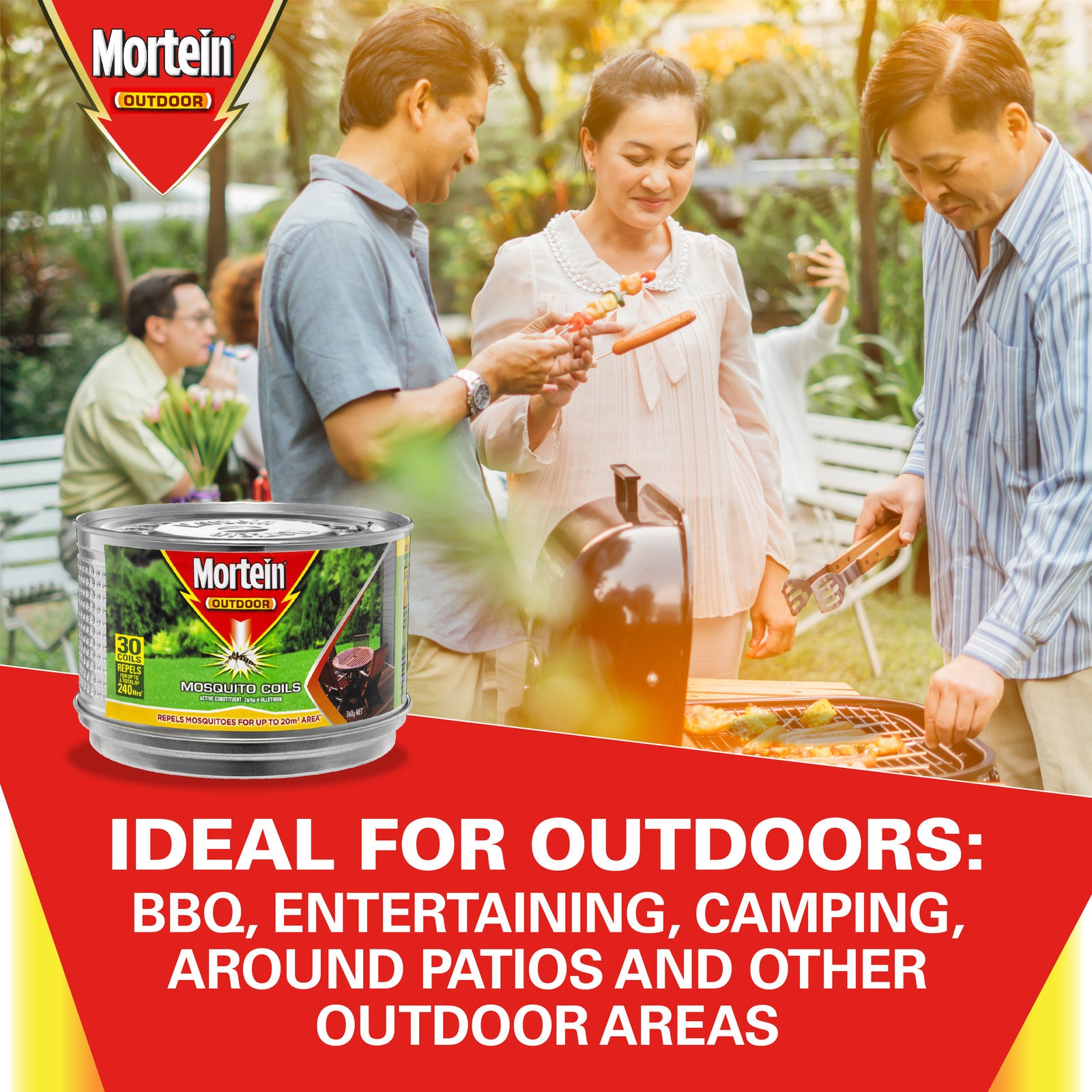Mortein Mosquito Repellent Incense Coils with Metal Burner, Outdoor, 30 Pack