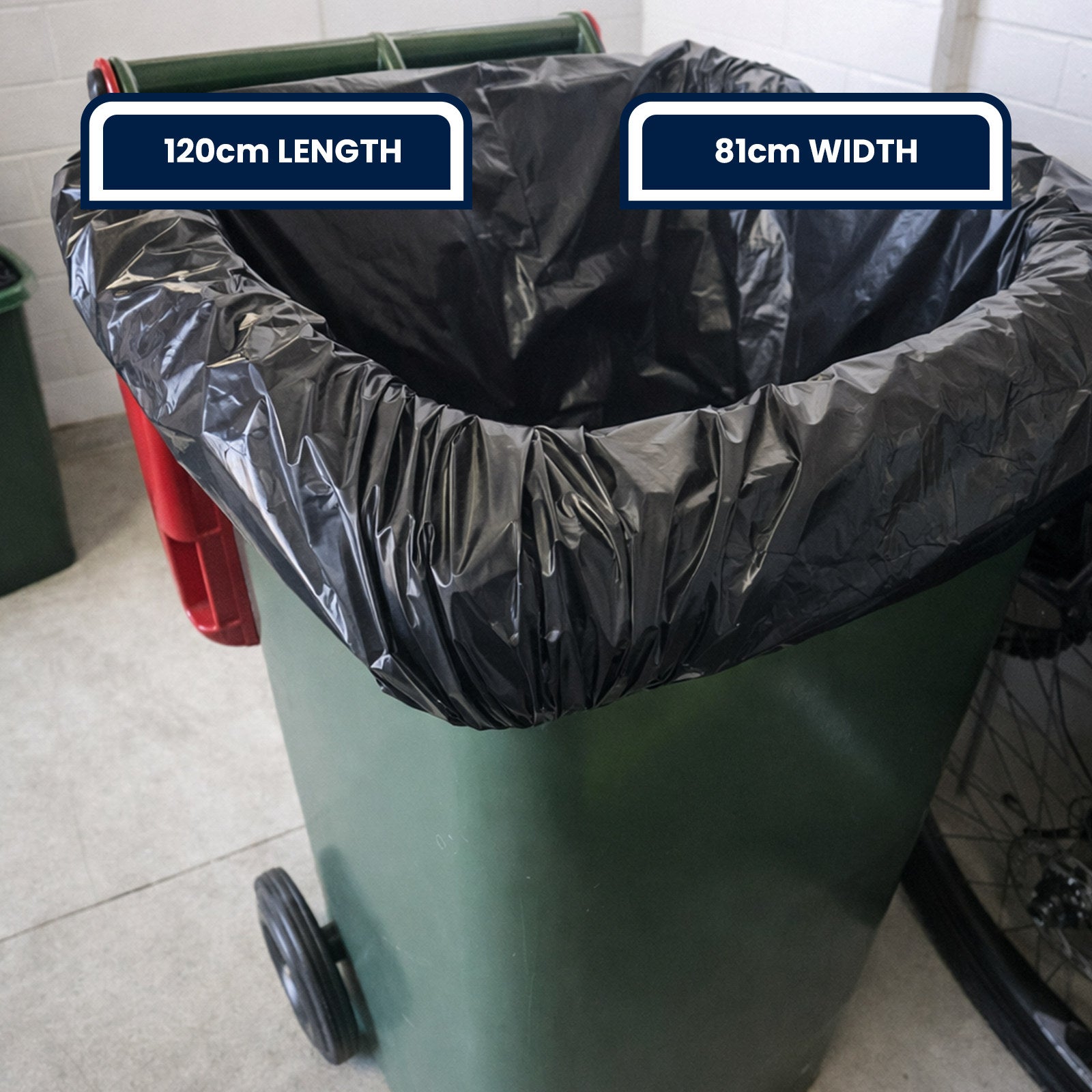 GRUNT 80L Small Wheelie Bin Liners, 50 Pack, Black Plastic