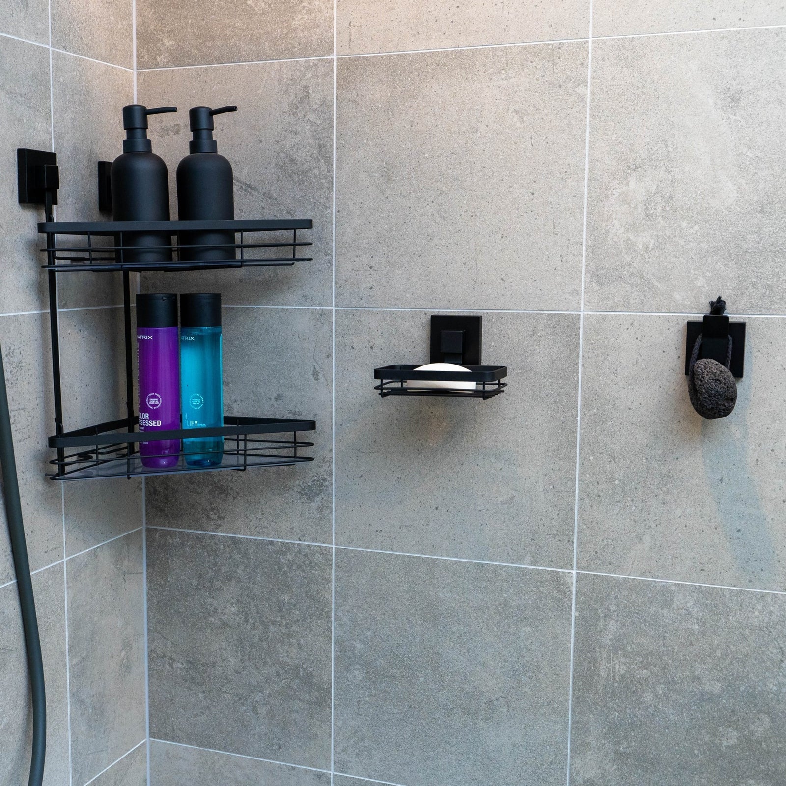 Fusion-Loc 13kg Suction Soap Dish - Matte Black Powder Coated Steel