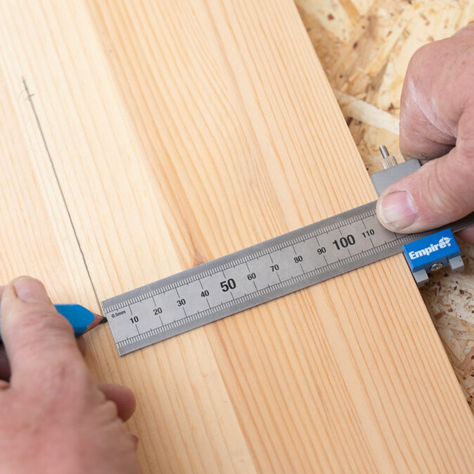 Empire Stainless Steel Ruler Stop, Adjustable for Rules 150mm to 1000mm