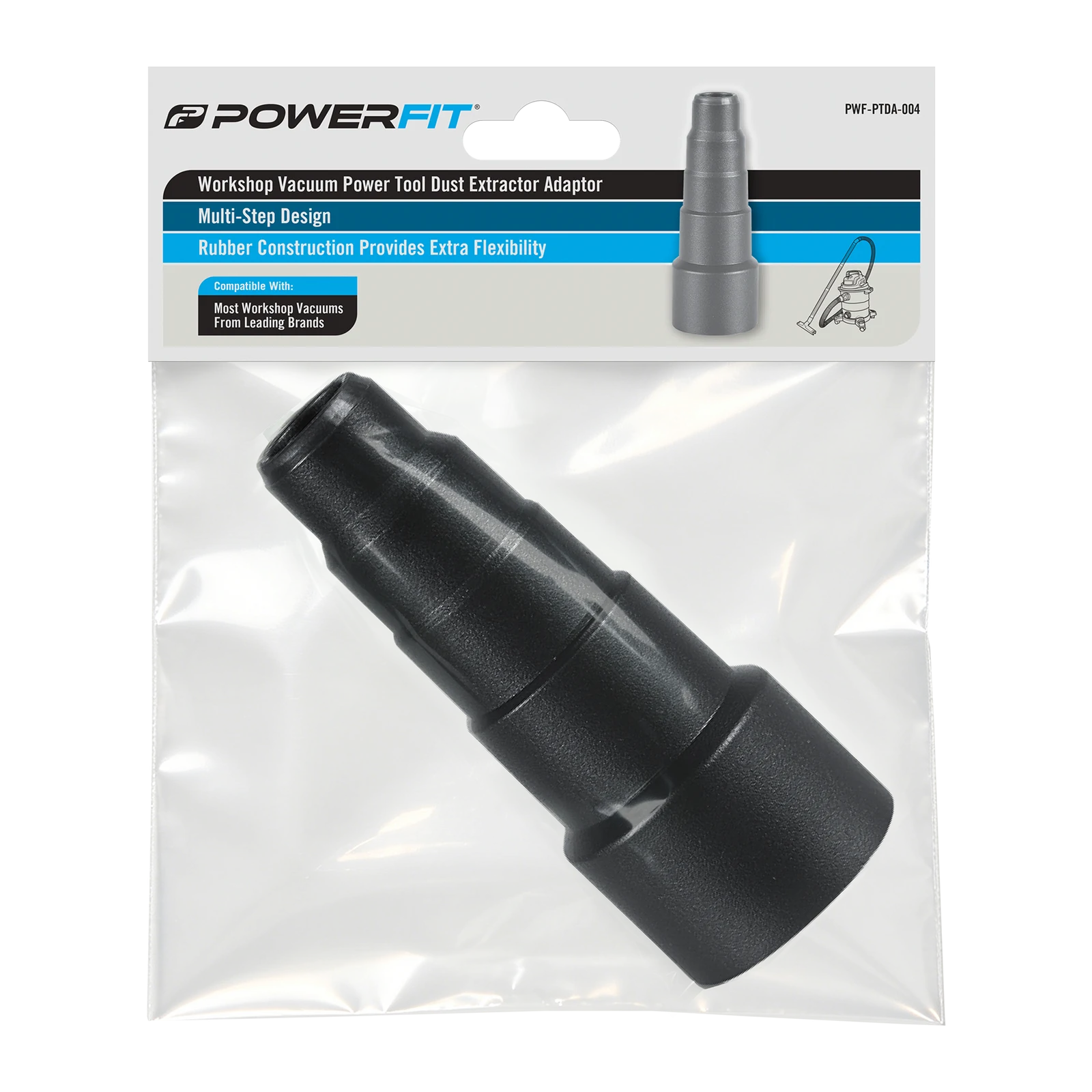 PowerFit 38mm Dust Extractor Vacuum Adaptor, Black