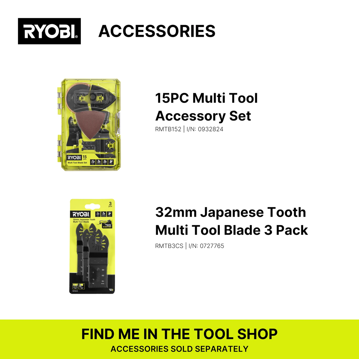 Ryobi 200W Corded Multi Function Oscillating Tool Kit, Hypergreen, RMT2004-S