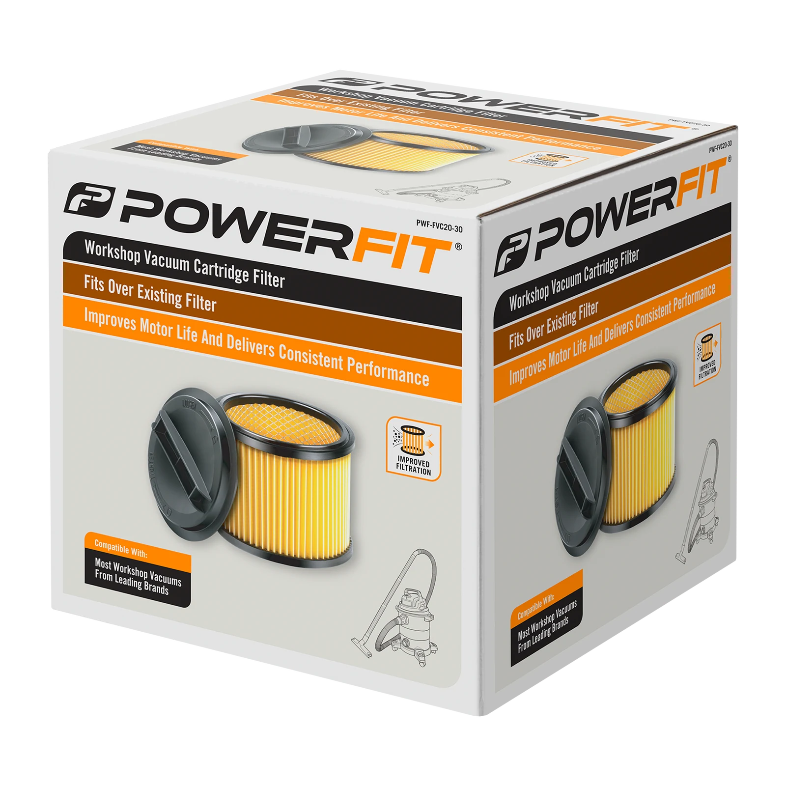 PowerFit 185mm Replacement Cartridge Filter, Yellow