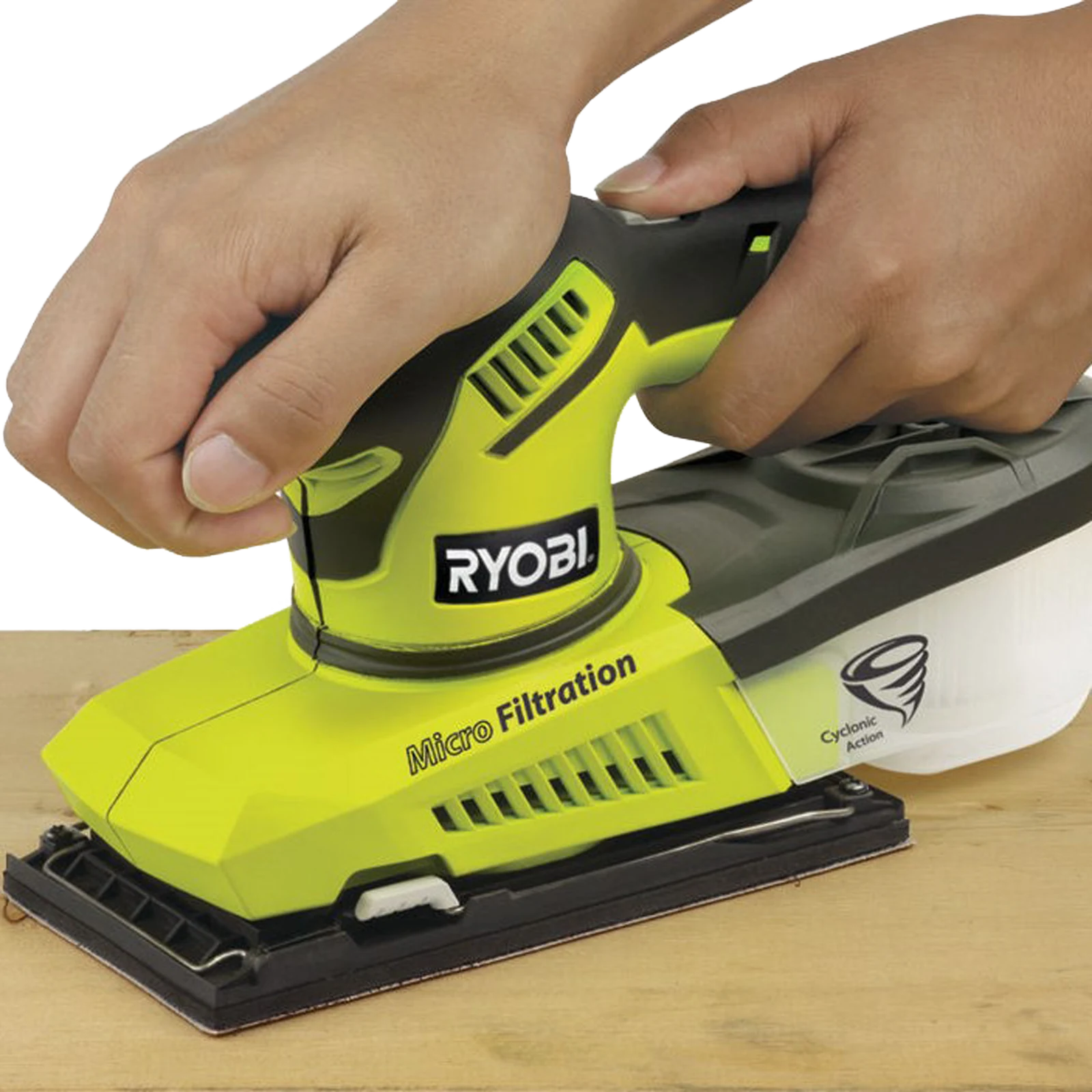 Ryobi 280W 1/3 Sheet Sander, Variable Speed, 12000RPM, Dust Box, Softgrip RSS280T-S