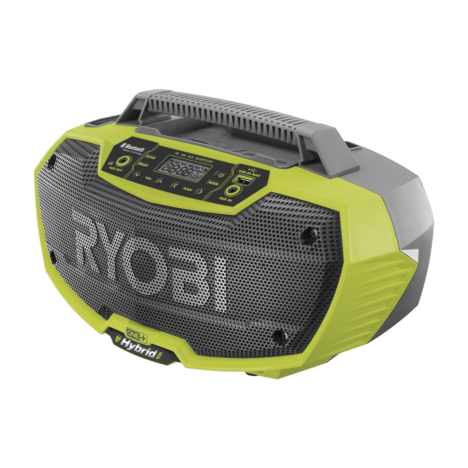 Ryobi 18V ONE+ Hybrid 2 Speaker Bluetooth Radio, AM/FM, LCD Display, Skin Only R18HR-0