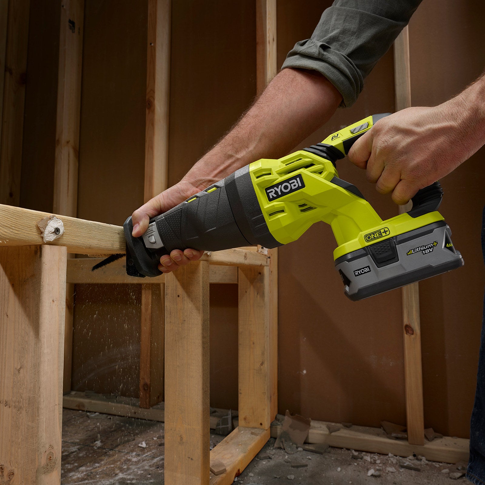 Ryobi 18V ONE+ Reciprocating Saw R18RS-0 Cordless Skin Only, Black/Hypergreen
