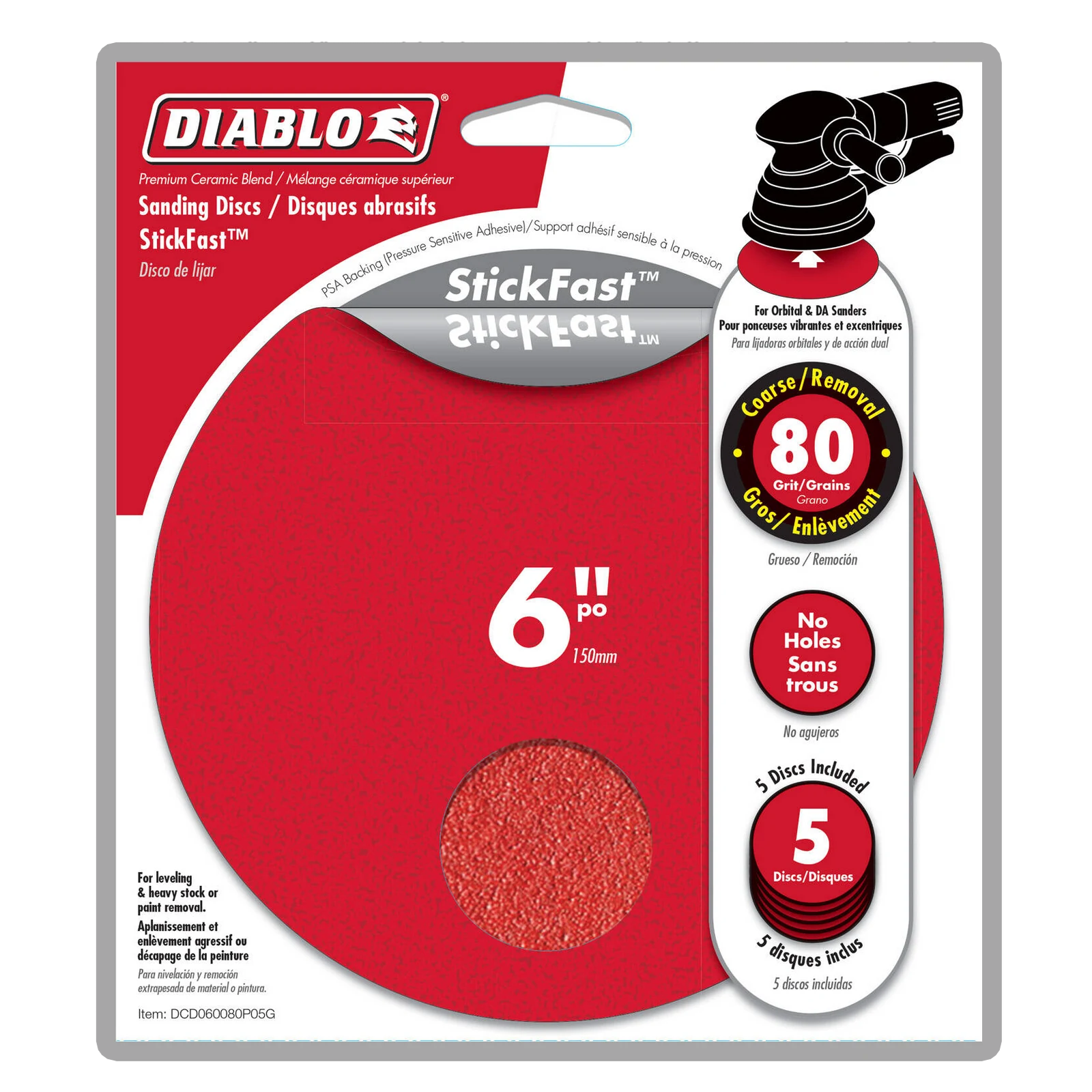 Diablo 150mm 80 Grit StickFast Sanding Sheet - 5 Pack