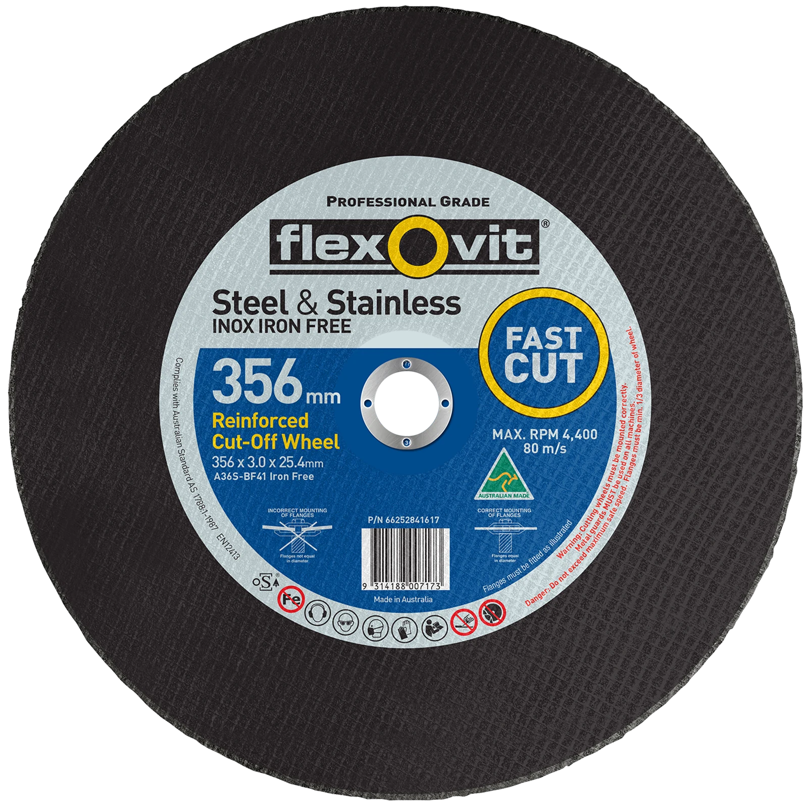 Flexovit 356 x 25.4mm Metal Cutting Wheel - Aluminium Oxide