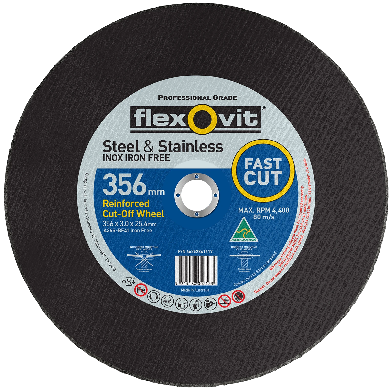 Flexovit 356 x 25.4mm Metal Cutting Wheel - Aluminium Oxide