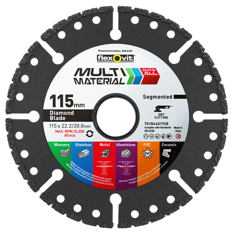 Flexovit 115mm Diamond Multi Blade for Angle Grinders - Multi Material Cutting