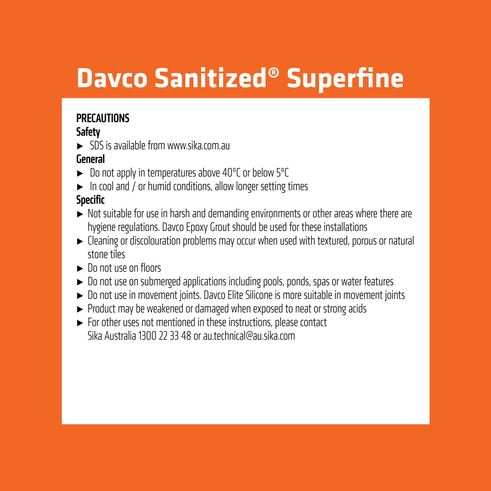 Davco 1.5kg Bright White Superfine Sanitized Grout - Cement Based, Mould Resistant, Wall