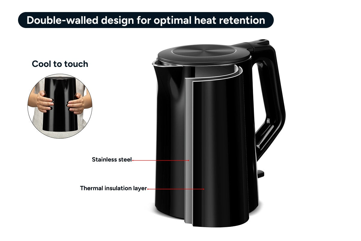 Kogan Double Wall Kettle (Black)