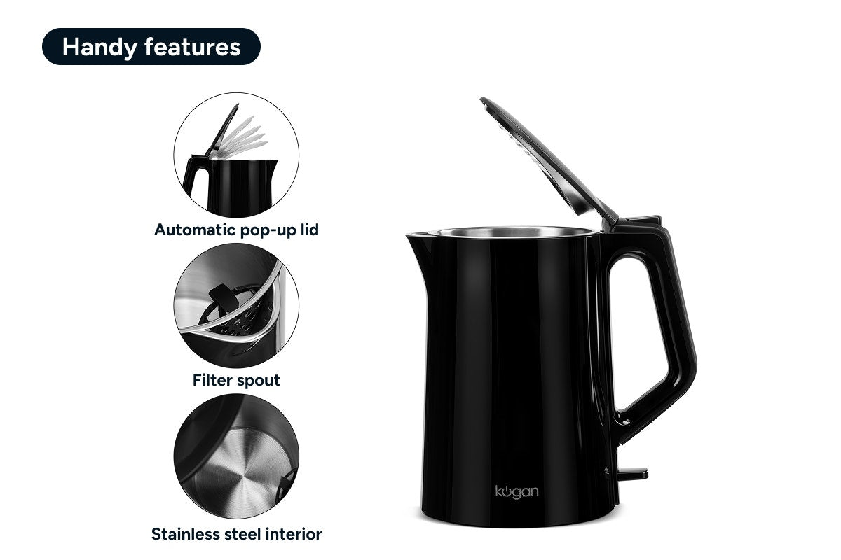 Kogan Double Wall Kettle (Black)