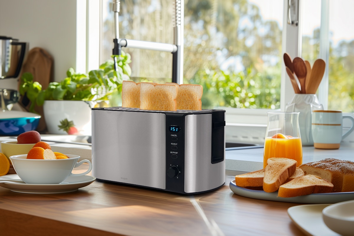 Kogan 4 Slice Long Slot Stainless Steel Toaster