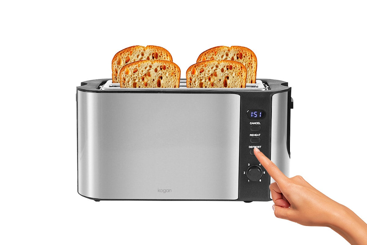 Kogan 4 Slice Long Slot Stainless Steel Toaster