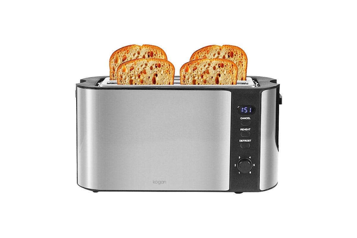Kogan 4 Slice Long Slot Stainless Steel Toaster