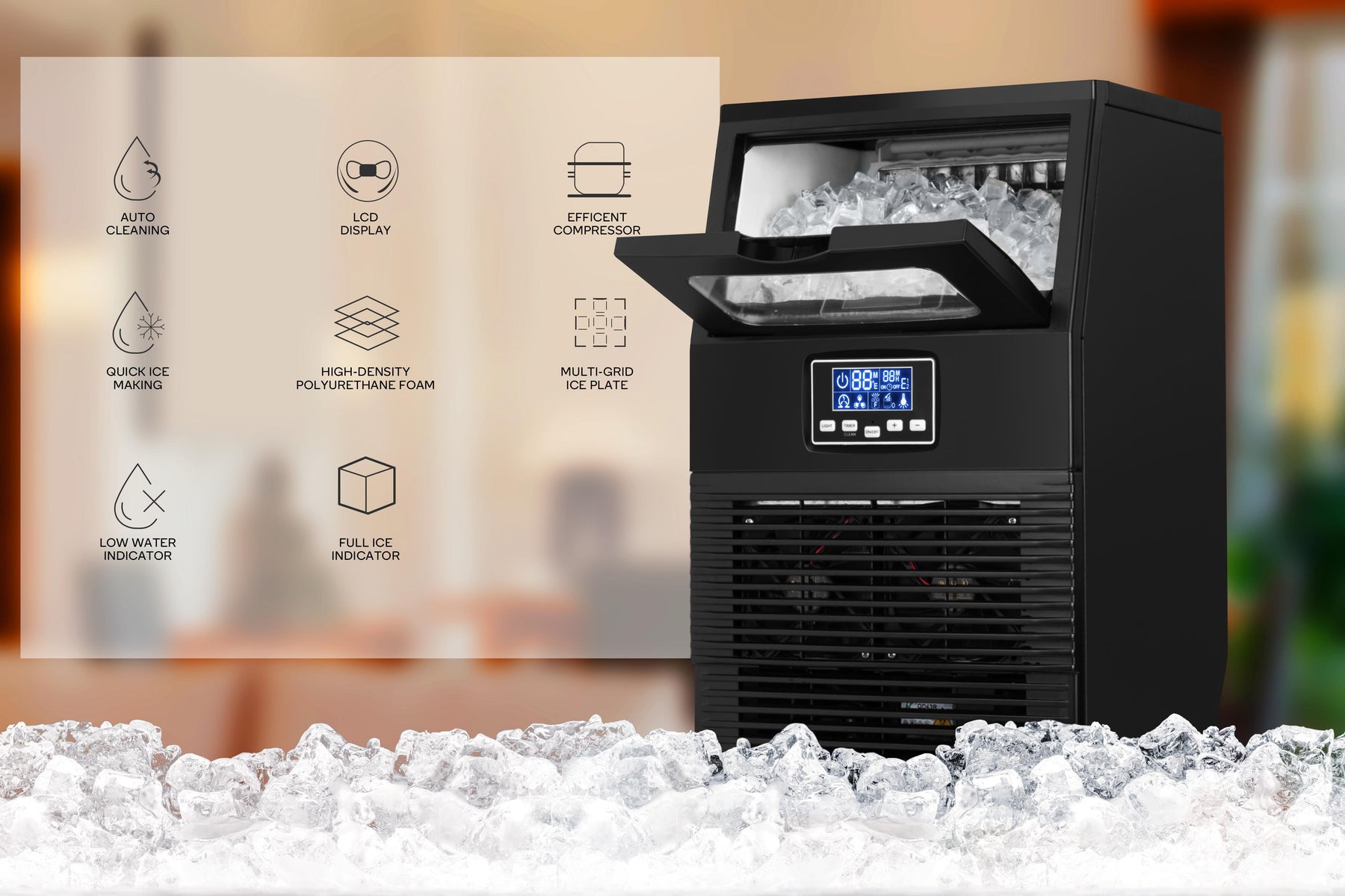 Kogan 38kg Commercial Ice Cube Maker - SuperSaverAU - view 9