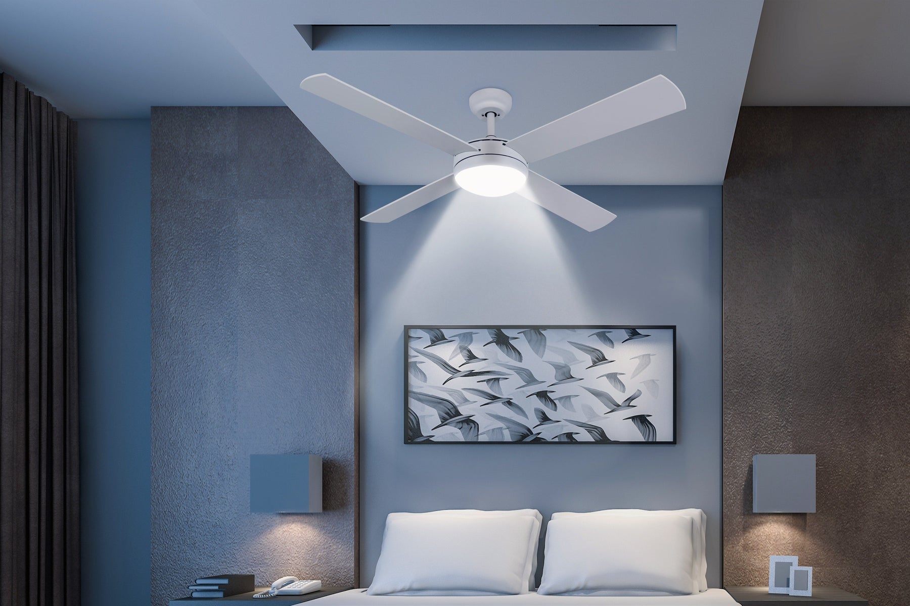 Kogan SmarterHome™ 132cm DC Motor Ceiling Fan with LED Light - White - SuperSaverAU - view 5