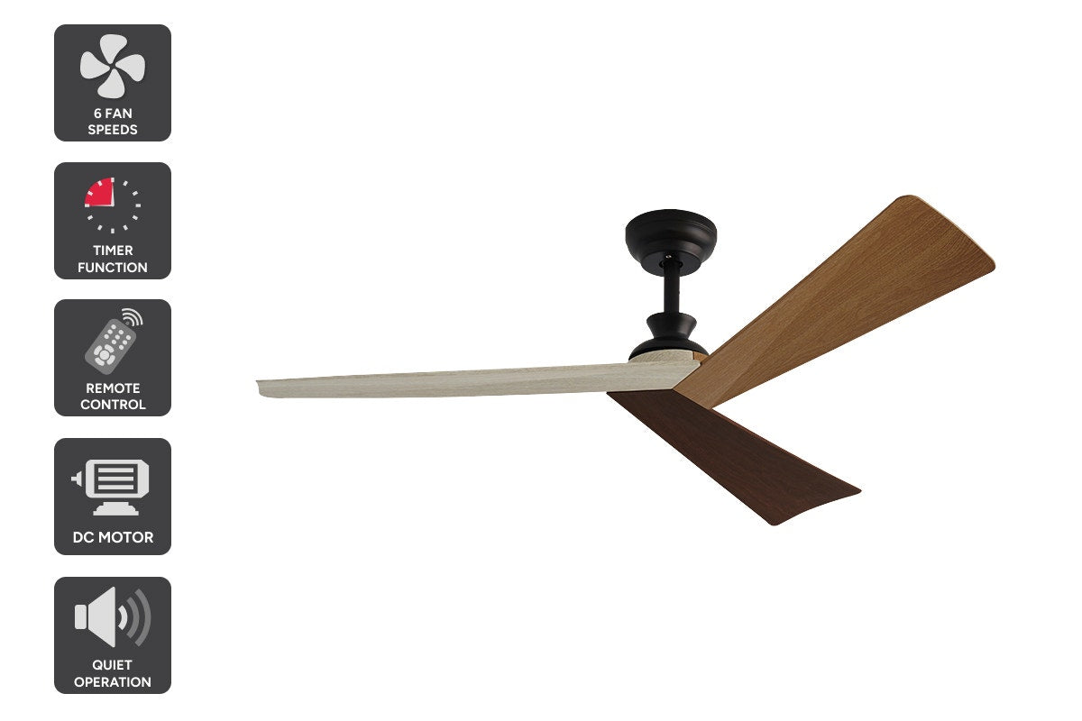 Kogan 132cm DC Motor Ceiling Fan with Remote (Oak/Walnut/Beige)