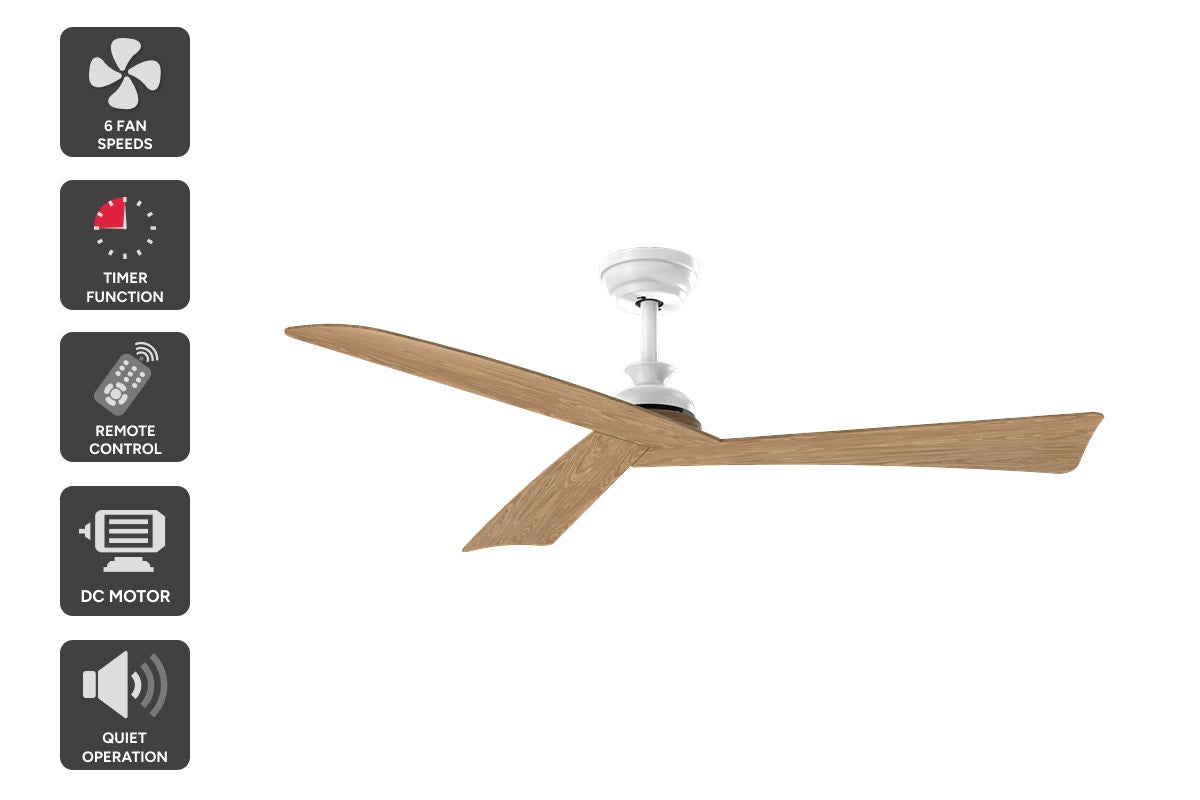 Kogan 132cm DC Motor Ceiling Fan with Remote (Oak)