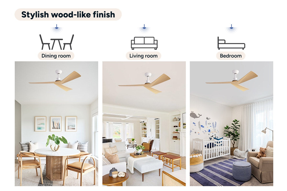 Kogan 132cm DC Motor Ceiling Fan with Remote (Oak)