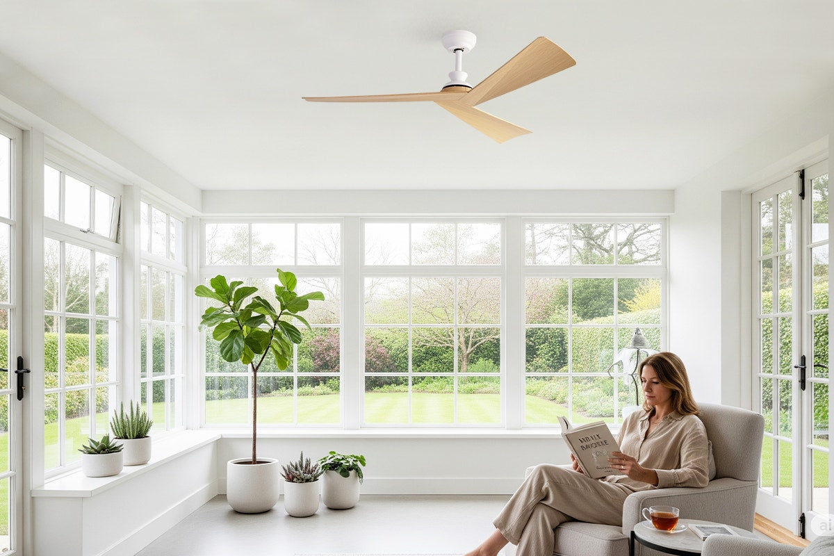 Kogan 132cm DC Motor Ceiling Fan with Remote (Oak)