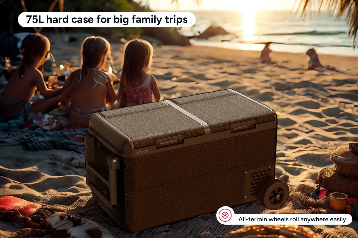 Kogan 75L Dual Zone Portable Fridge Freezer with Wheels