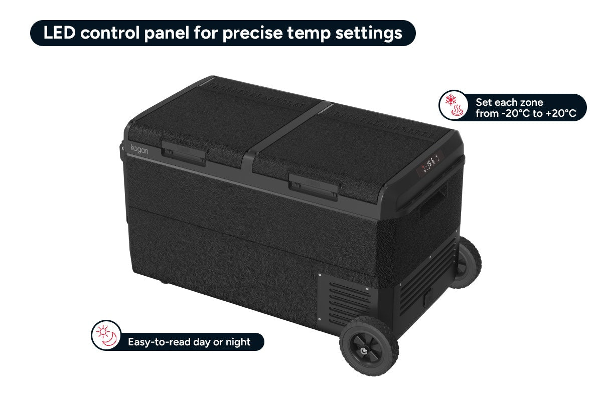 Kogan 75L Dual Zone Portable Fridge Freezer with Wheels