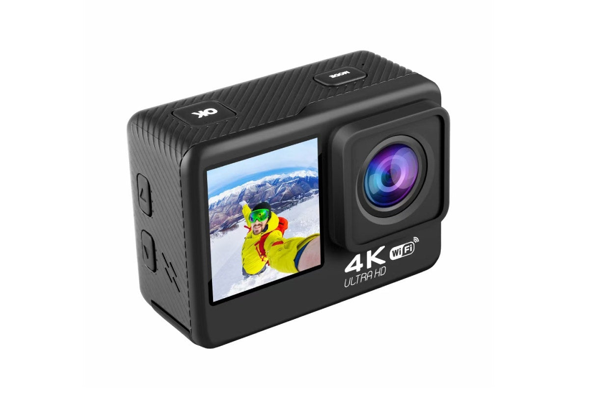 Kogan 4K Dual Screen Wi-Fi Action Camera with Waterproof Case