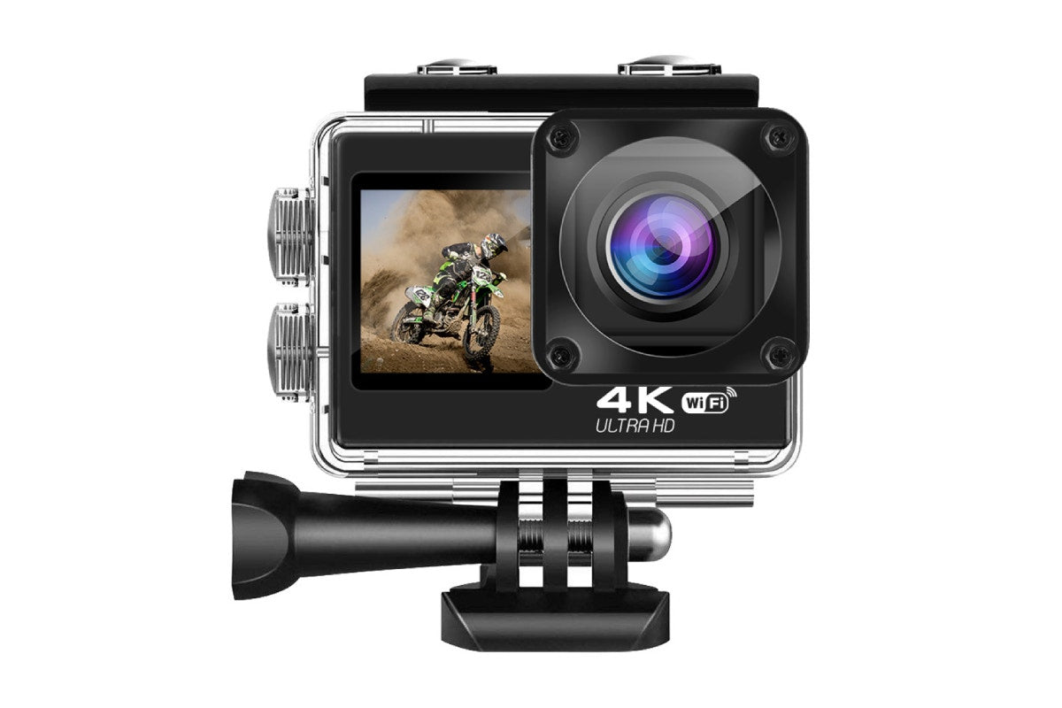 Kogan 4K Dual Screen Wi-Fi Action Camera with Waterproof Case