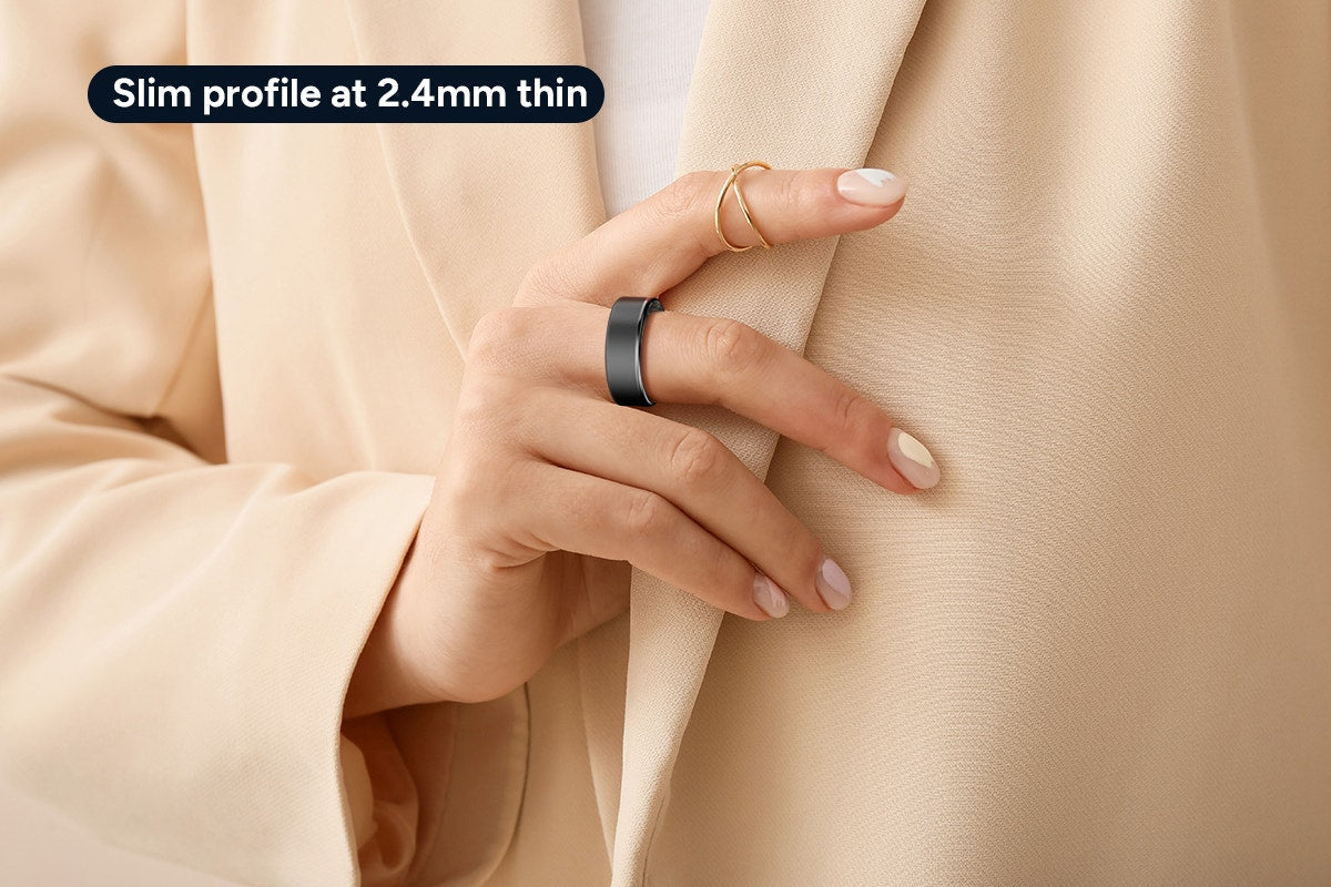 Kogan Aura Ti Smart Ring (Titanium, Graphite, Size 9)