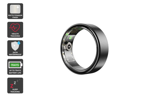 Kogan Aura Ti Smart Ring (Titanium, Graphite, Size 10)