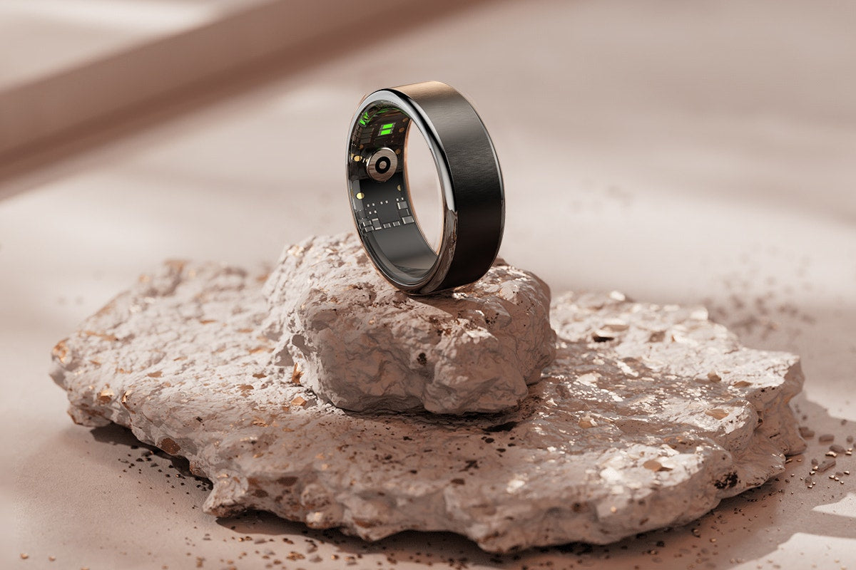 Kogan Aura Ti Smart Ring (Titanium, Graphite, Size 9)