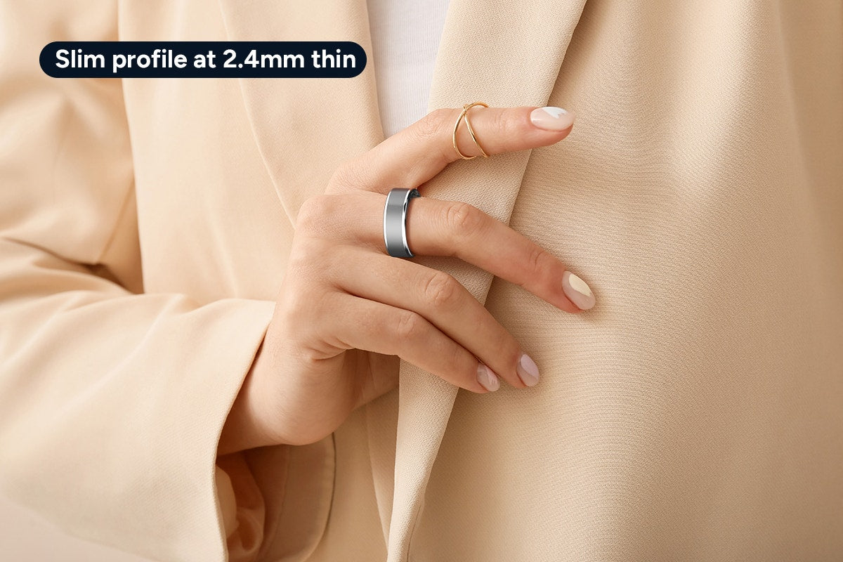 Kogan Aura Ti Smart Ring (Titanium, Silver, Size 11)