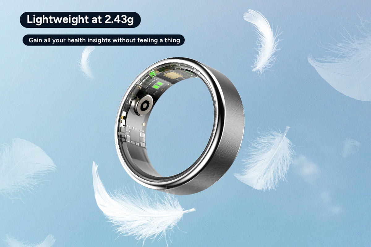 Kogan Aura Ti Smart Ring (Titanium, Silver, Size 7)
