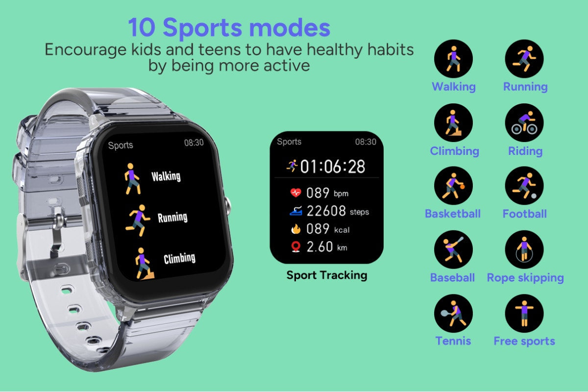 Kogan Aura Smart Watch - Black Transparent)