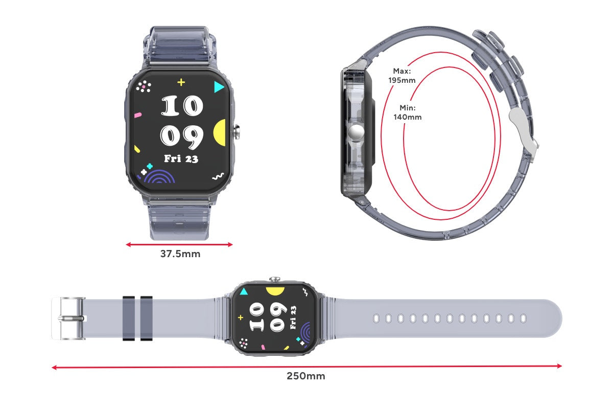 Kogan Aura Smart Watch - Black Transparent)