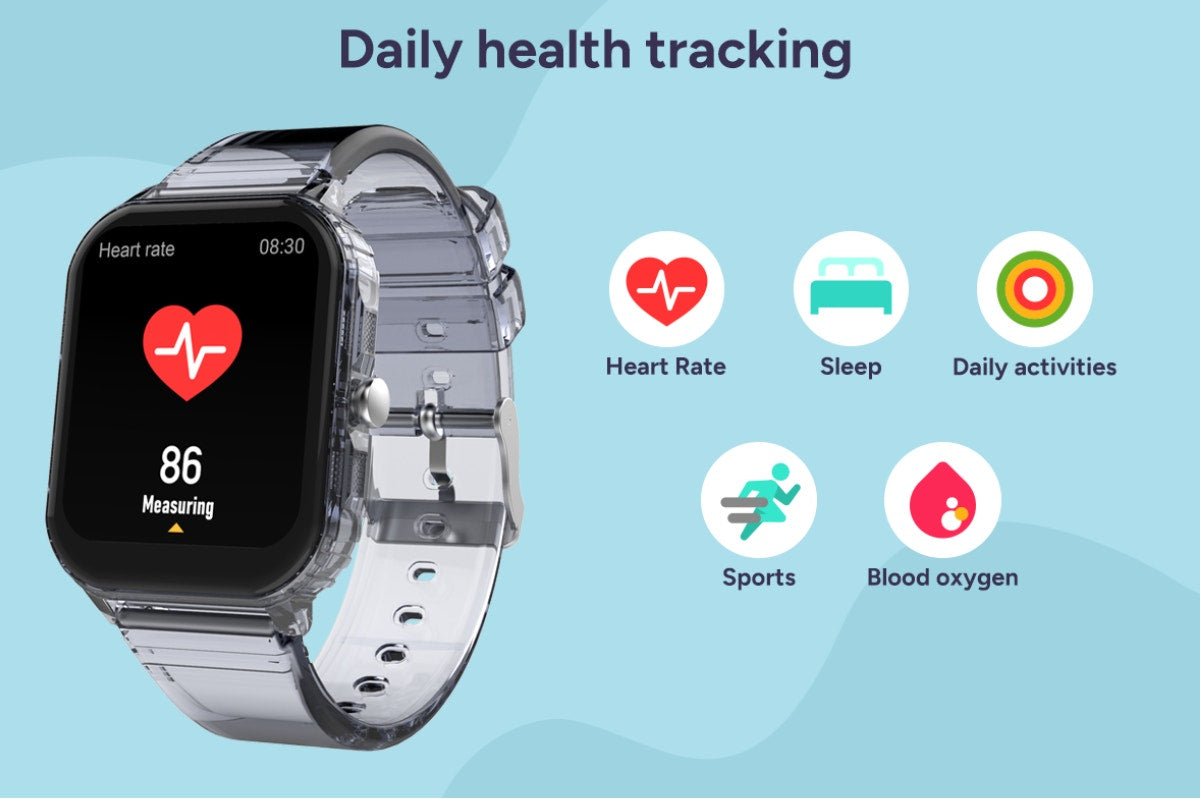Kogan Aura Smart Watch - Black Transparent)