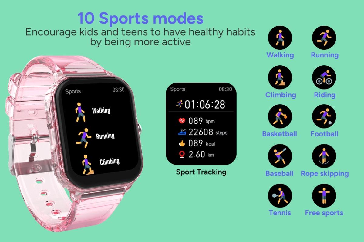 Kogan Aura Smart Watch - Pink Transparent)