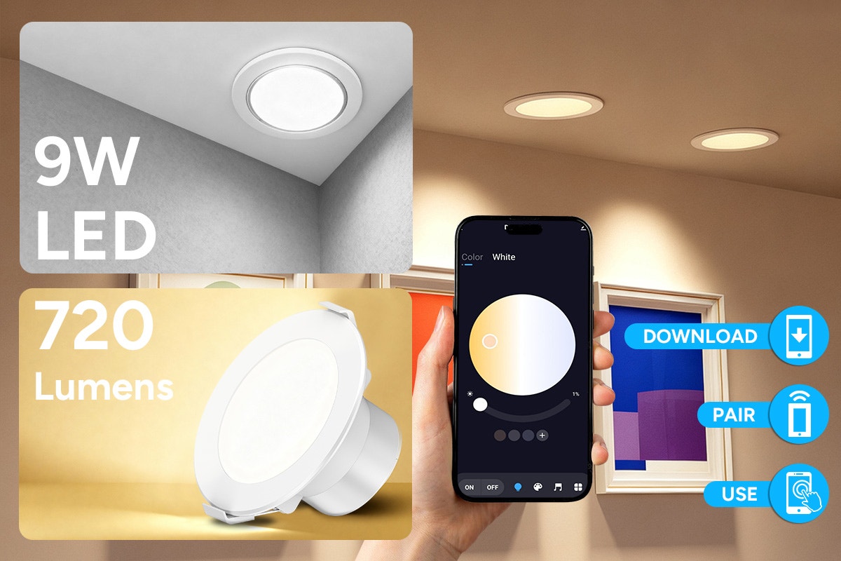 Kogan SmarterHome™ Smart RGB+CCT Bluetooth Mesh Dimmable LED Downlight