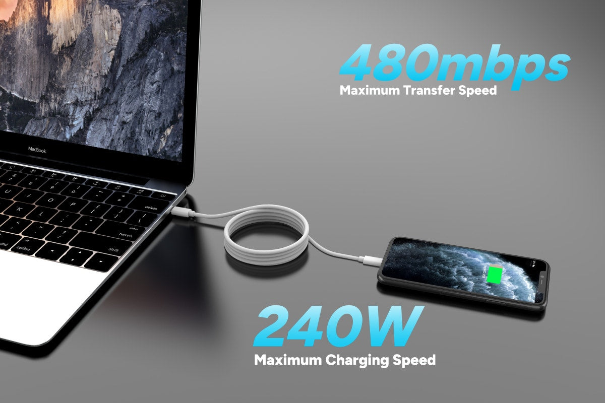 Kogan 240W PD Woven USB-C Charge Cable - 2m)