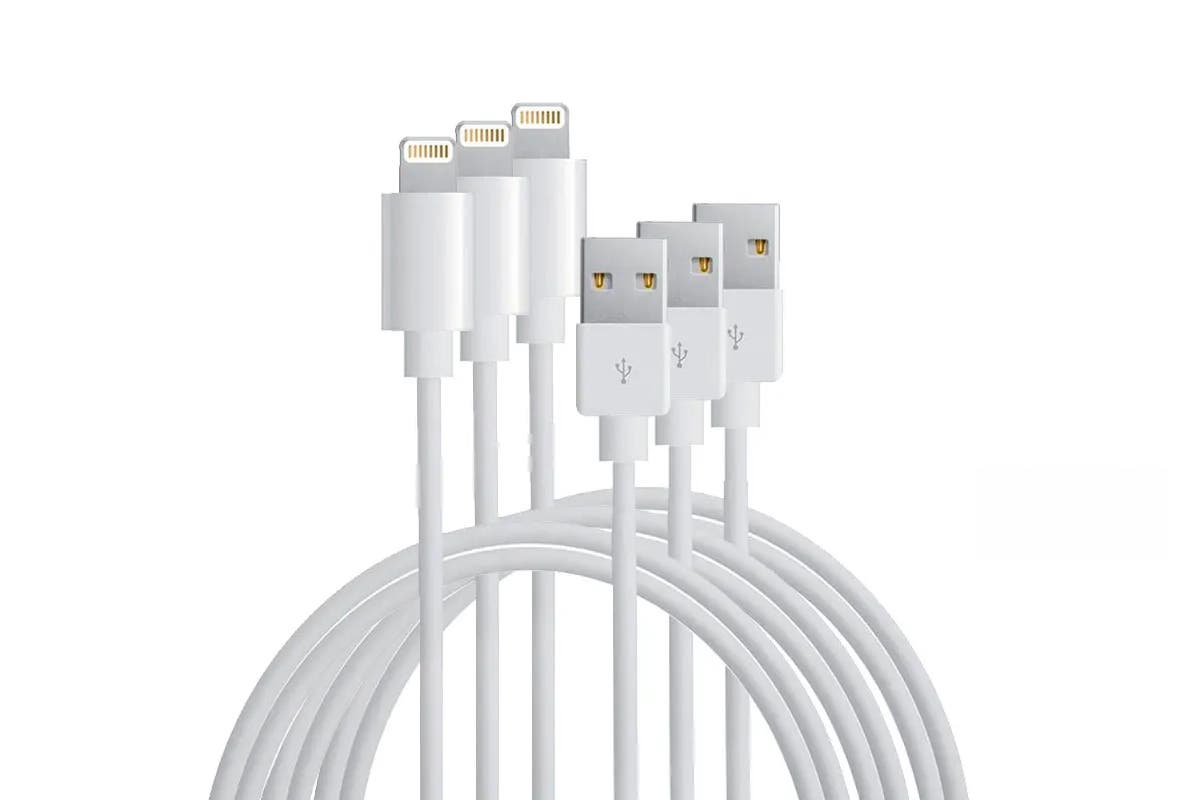 Lightning to USB Cable Certified by Apple MFI - 3 Pack, 2m, White