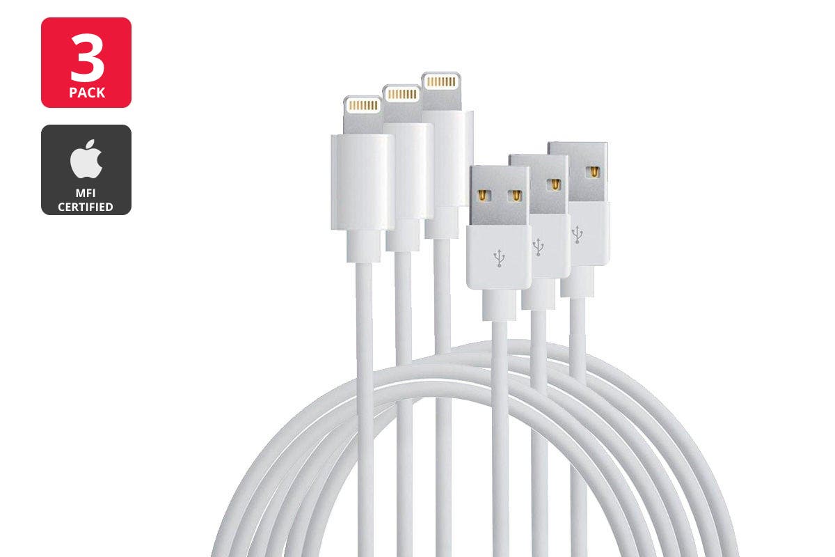 Apple MFI Certified Black Lightning to USB Cable 2m, White - 3 Pack - SuperSaverAU - view 1