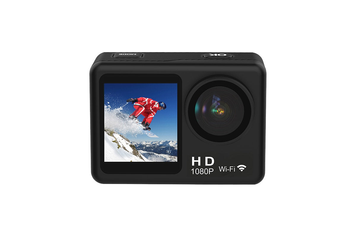 Kogan Dual Screen 1080P Wi-Fi Action Camera with Waterproof Case
