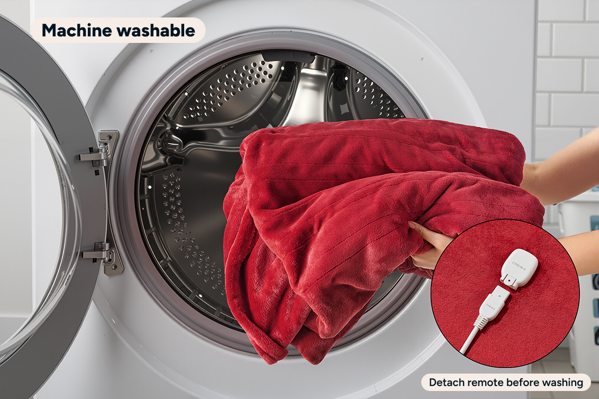 Kogan Washable Electric Heated Throw Blanket (Red, 200 x 180cm)