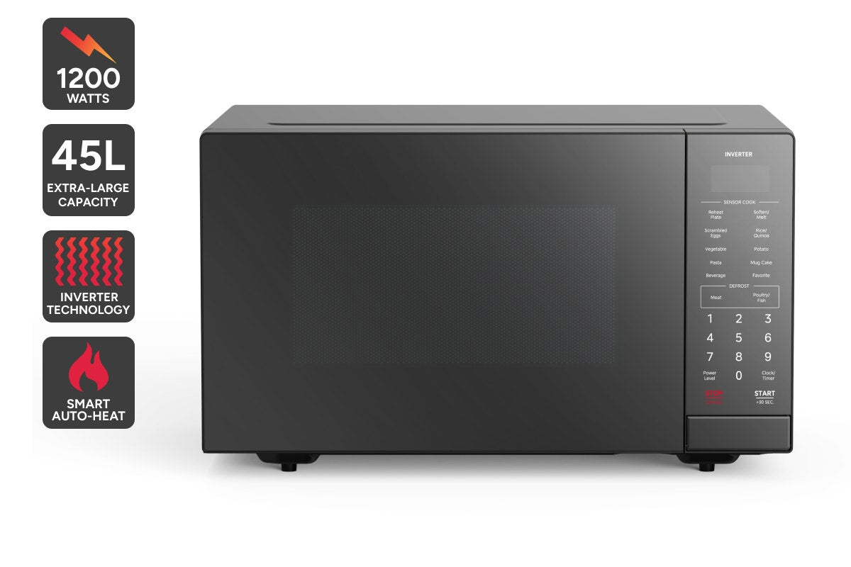 Kogan 45L Inverter Microwave with Mirror Finish (Black)