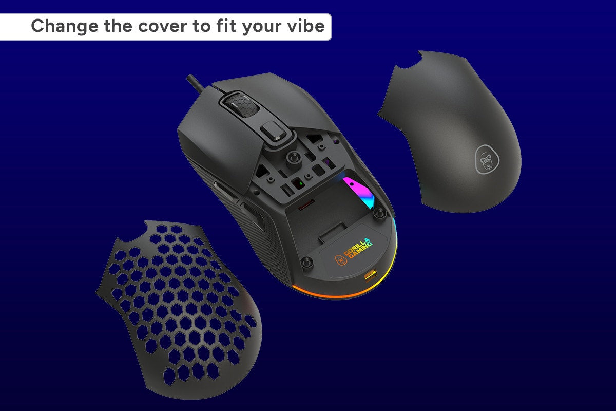 Gorilla Gaming GM121 RGB Ultralight Gaming Mouse - 67g)