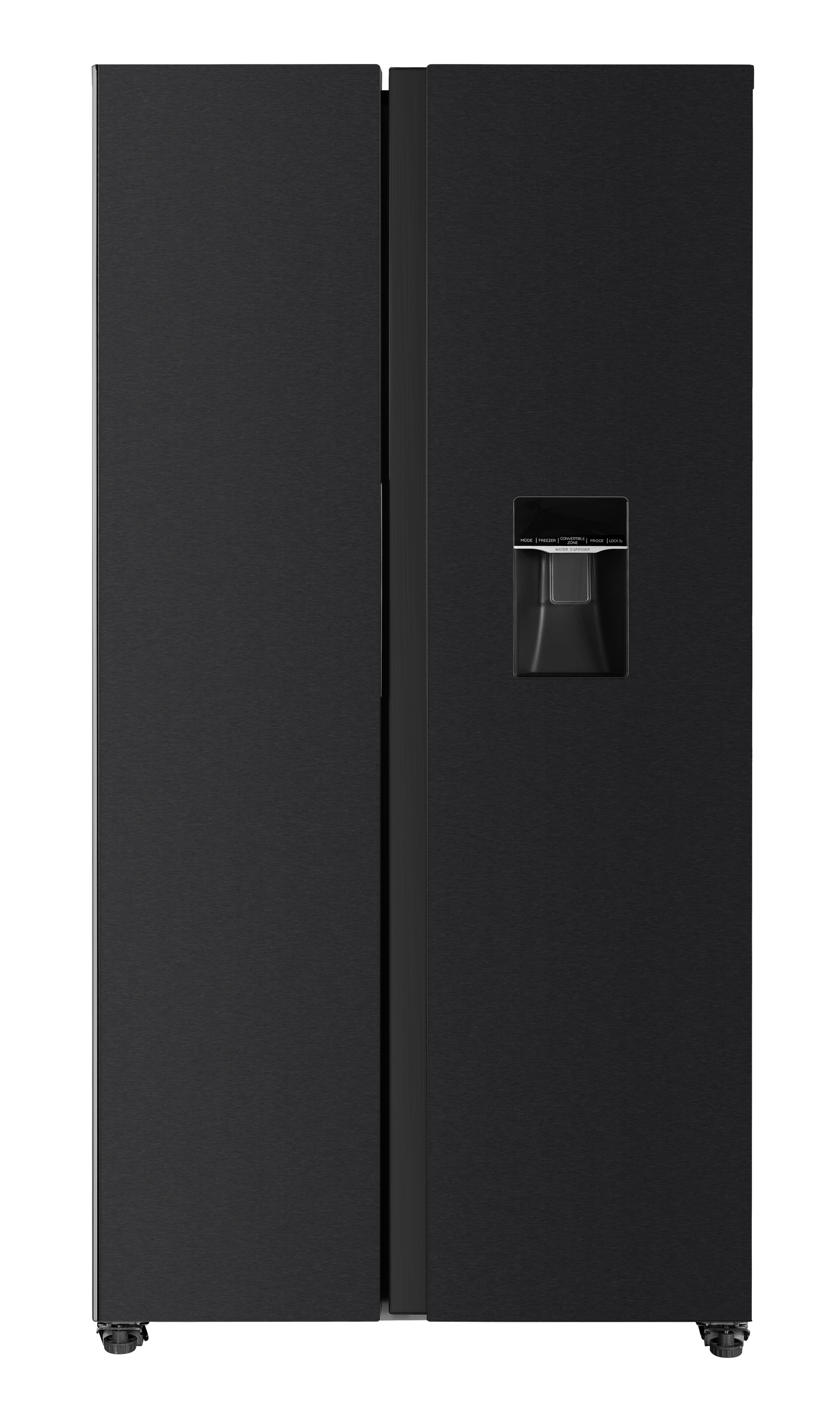 Kogan 592L Side by Side Fridge with Water Dispenser - Black Stainless Steel)