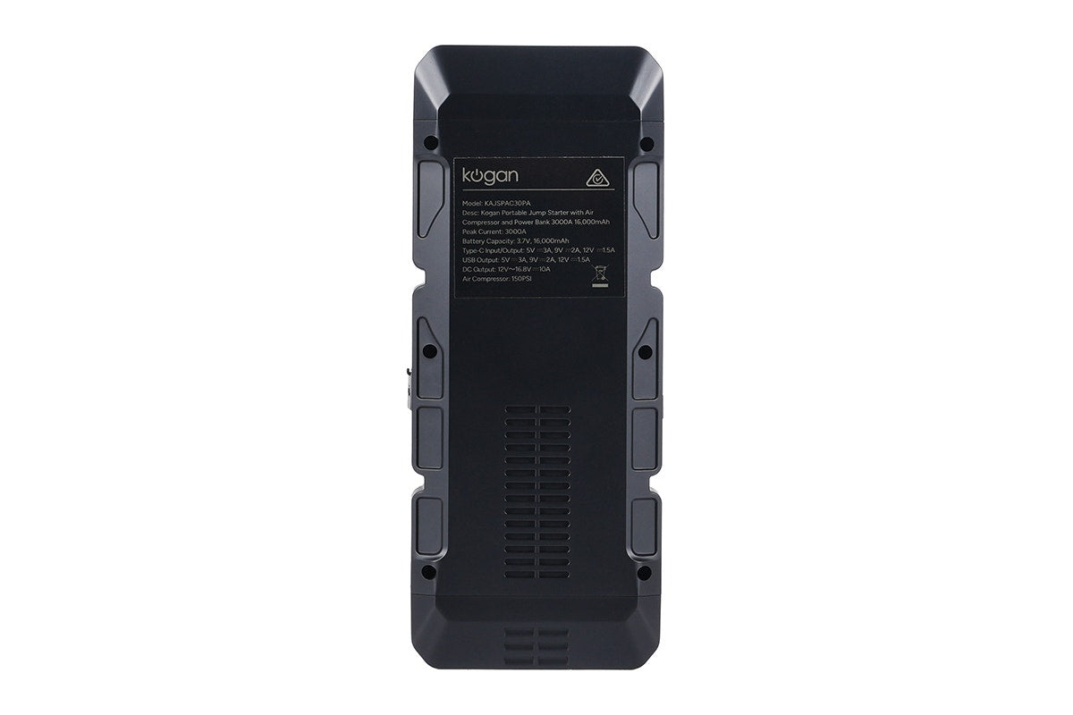 Kogan Portable Jump Starter with Air Compressor and Power Bank 3000A 16,000mAh