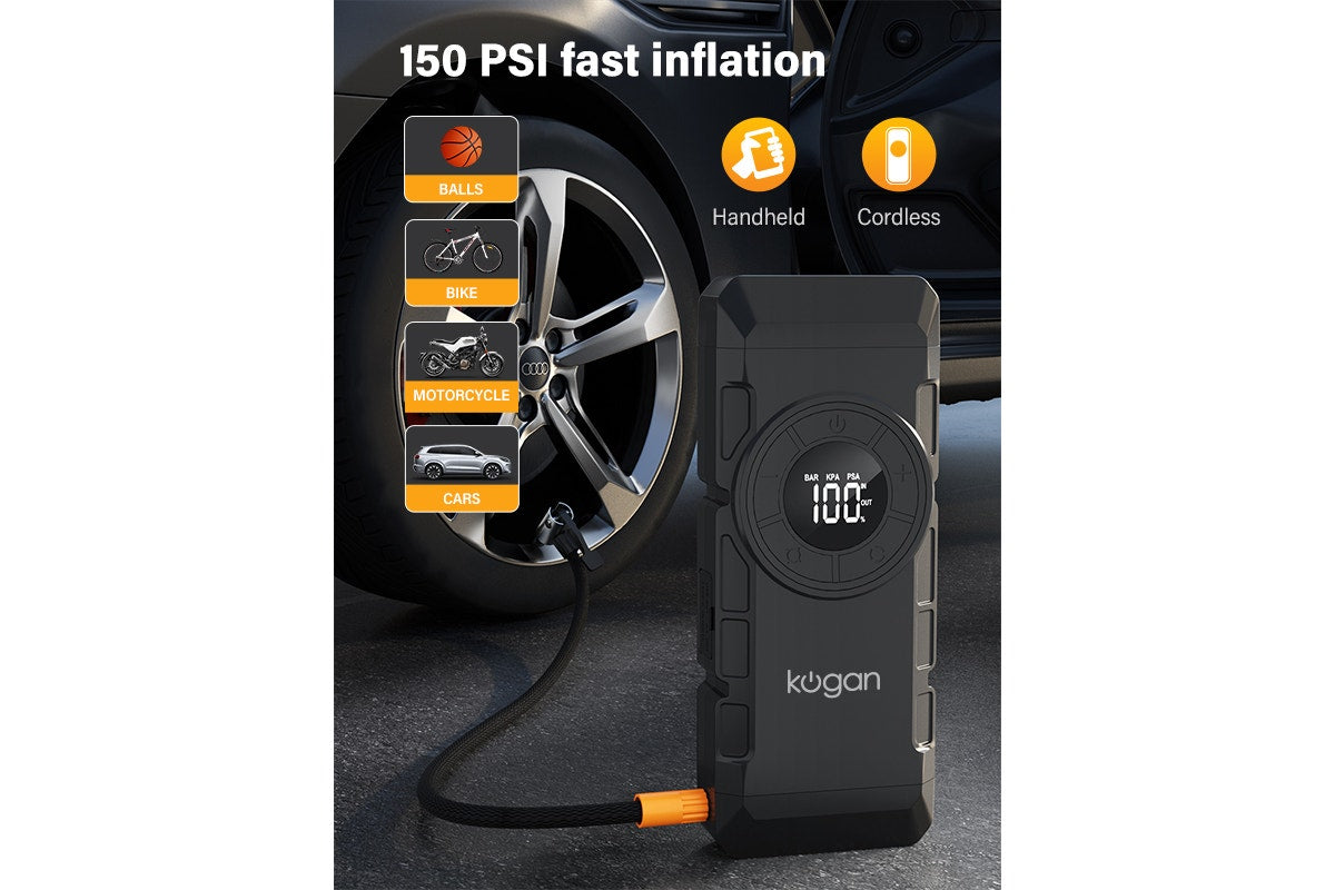 Kogan Portable Jump Starter with Air Compressor and Power Bank 3000A 16,000mAh
